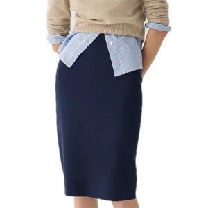 NWT J. Crew No. 3 Pencil skirt in bi-stretch cotton blend, Size Tall 2, Navy